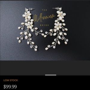 Swarovski Freshwater Pearls Whimsical Flower Bridal Earrings